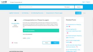 Solved: Unexpected error. Please try again - LogMeIn Community