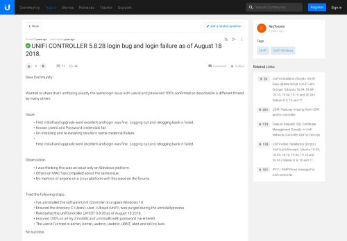 
                            2. Solved: UNIFI CONTROLLER 5.8.28 login bug and login failure as of ...