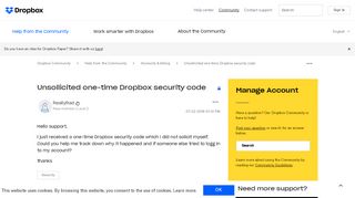 
                            6. Solved: Unsollicited one-time Dropbox security code - Dropbox ...