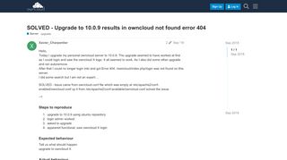 
                            2. SOLVED - Upgrade to 10.0.9 results in owncloud not found error 404 ...
