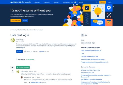 
                            5. Solved: User can't log in - Atlassian Community