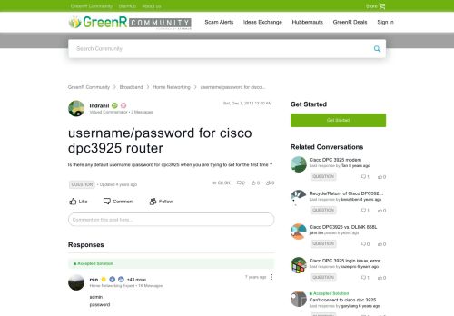 
                            1. Solved: username/password for cisco dpc3925 router - StarHub ...