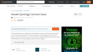 
                            11. [SOLVED] Veeam Synology Connect Issue - Spiceworks Community
