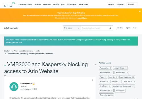 
                            11. Solved: VMB3000 and Kaspersky blocking access to Arlo Webs ...