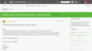
                            6. Solved: Vuforia studio authentication issue - Unable to lo... - PTC ...