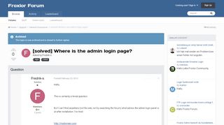 
                            2. [solved] Where is the admin login page? - General Discussion ...