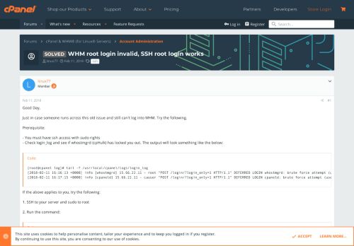 
                            8. SOLVED - WHM root login invalid, SSH root login works | cPanel Forums