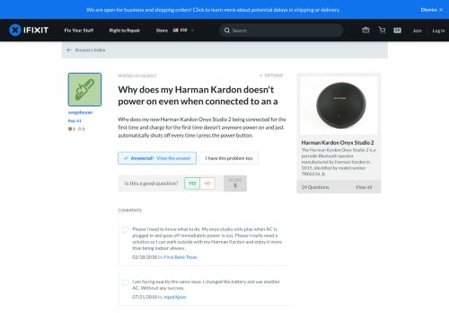 
                            10. SOLVED: Why does my Harman Kardon doesn't power on even when ...