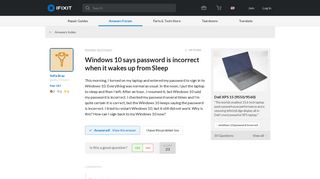 
                            5. SOLVED: Windows 10 says password is incorrect when it wakes up ...