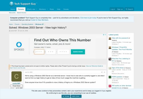 
                            11. Solved: Windows 2003 Server - View login history? | Tech Support Guy
