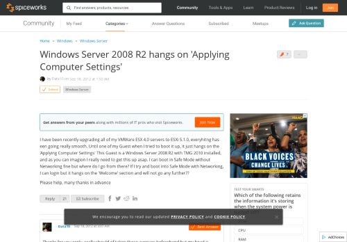 
                            3. [SOLVED] Windows Server 2008 R2 hangs on 'Applying Computer ...