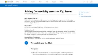 
                            1. Solving Connectivity errors to SQL Server - Microsoft Support