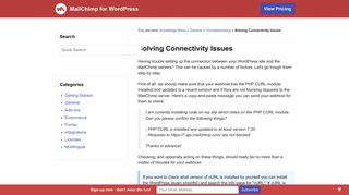 
                            8. Solving Connectivity Issues - MailChimp for WordPress