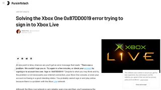 
                            6. Solving the Xbox One 0x87DD0019 error trying to sign in to Xbox Live ...