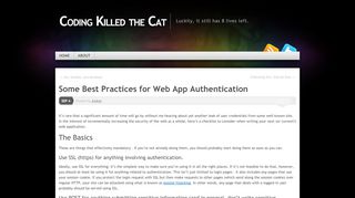 
                            1. Some Best Practices for Web App Authentication | Coding Killed the Cat