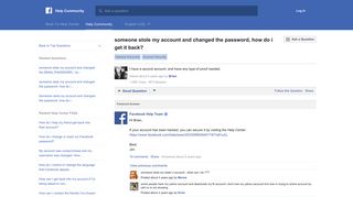 
                            2. someone stole my account and changed the password ... - Facebook