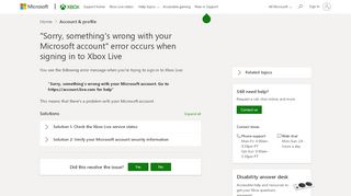 
                            11. Something's Wrong with Your Microsoft Account | Xbox Live Login