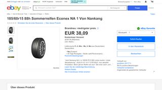 
                            7. Sommerreifen Nankang Econex Na-1 185/60 R15 88h XL | eBay