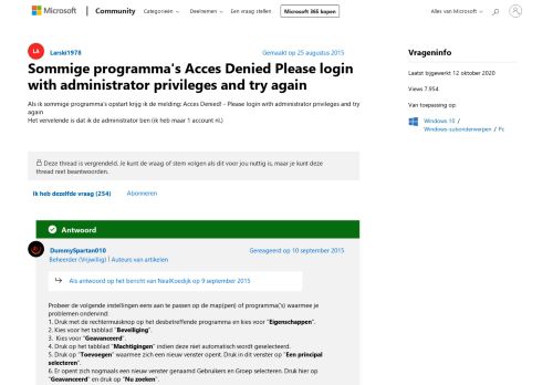 
                            1. Sommige programma's Acces Denied Please login with administrator ...