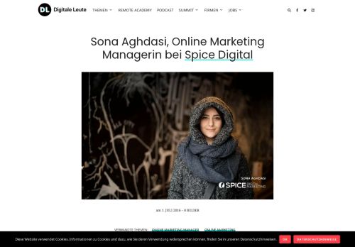 
                            10. Sona Aghdasi, Online Marketing Managerin bei Spice Digital - Digitale ...