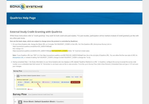 
                            12. Sona Systems : Qualtrics Help Page