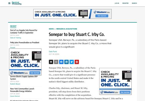 
                            11. Sonepar to buy Stuart C. Irby Co. | Electrical Wholesaling