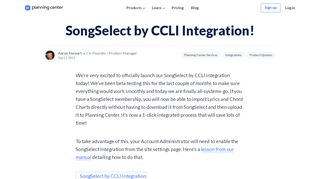 
                            7. SongSelect by CCLI Integration! | Planning Center