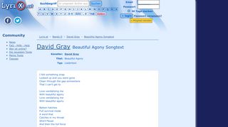 
                            13. Songtext Beautiful Agony von David Gray | LyriX.at