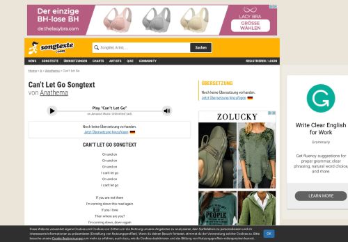 
                            3. Songtext von Anathema - Can't Let Go Lyrics