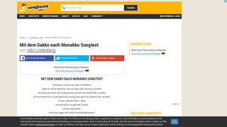 
                            10. Songtext von Udo Lindenberg - Mit dem Sakko nach Monakko Lyrics