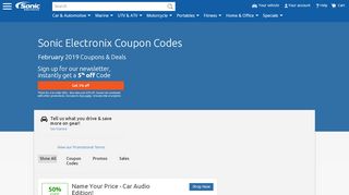 
                            7. Sonic Electronix Coupon Codes - Car Stereo & Speaker Discounts