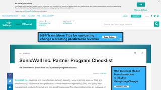 
                            10. SonicWall Inc. Partner Program Checklist - SearchITChannel