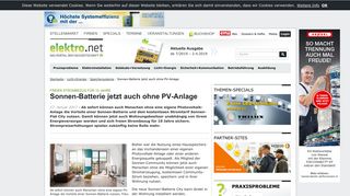 
                            10. Sonnen-Batterie jetzt auch ohne PV-Anlage - elektro.net