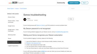 
                            5. Sonos troubleshooting – Deezer Support