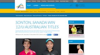 
                            9. Sonton, Sanada win 12/u Australian titles | 17 December, ...