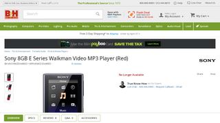 
                            12. Sony 8GB E Series Walkman Video MP3 Player (Red) NWZ-E344RED ...