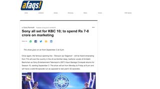 
                            11. Sony all set for KBC 10; to spend Rs 7-8 crore on marketing ...