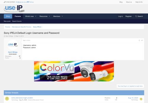 
                            5. Sony IPELA Default Login Username and Password | IP CCTV Forum for ...