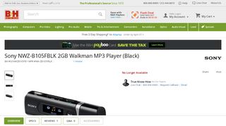 
                            13. Sony NWZ-B105FBLK 2GB Walkman MP3 Player (Black) NW ... - B&H