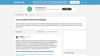 
                            12. sony vaio lässt mich nicht einloggen (Windows) - Gutefrage