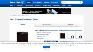 
                            10. Sony Xperia arc S | alle Daten - Inside-Handy
