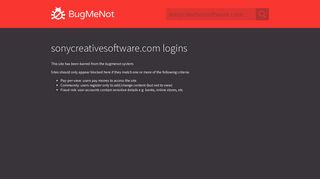 
                            3. sonycreativesoftware.com passwords - BugMeNot