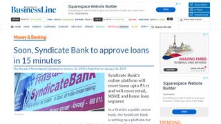 
                            11. Soon, Syndicate Bank to approve loans in 15 minutes - The Hindu ...