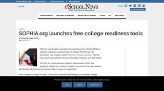 
                            6. SOPHIA.org launches free college preparation tools - eSchool News