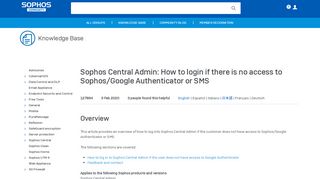 
                            5. Sophos Central Admin: How to login if there is no access to Sophos ...