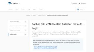 
                            8. Sophos SSL VPN Client im Autostart mit Auto-Login - Avanet