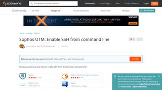 
                            8. Sophos UTM: Enable SSH from command line - Spiceworks Community