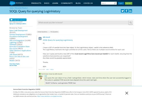 
                            11. SOQL Query for querying Loginhistory - Salesforce Developer Community