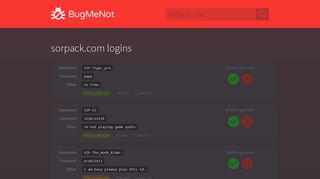 
                            1. sorpack.com passwords - BugMeNot