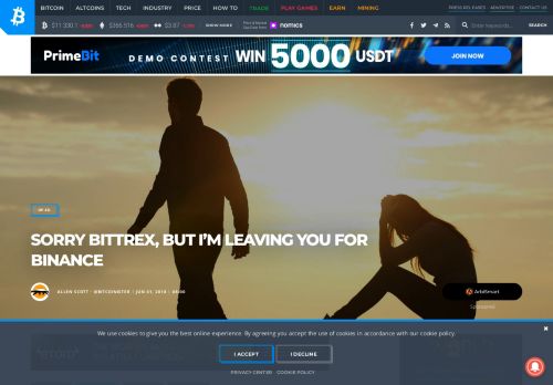 
                            11. Sorry Bittrex, But I'm Leaving You for Binance - Bitcoinist.com